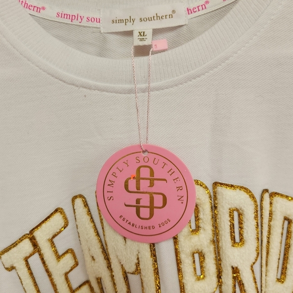 Simply Southern White and Gold Hoodie with Curved Text - Picture 7 of 7